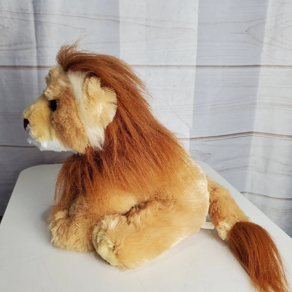 Aurora World Destination Nation Golden Brown Furry Lion Stuffed Animal 12 Inch